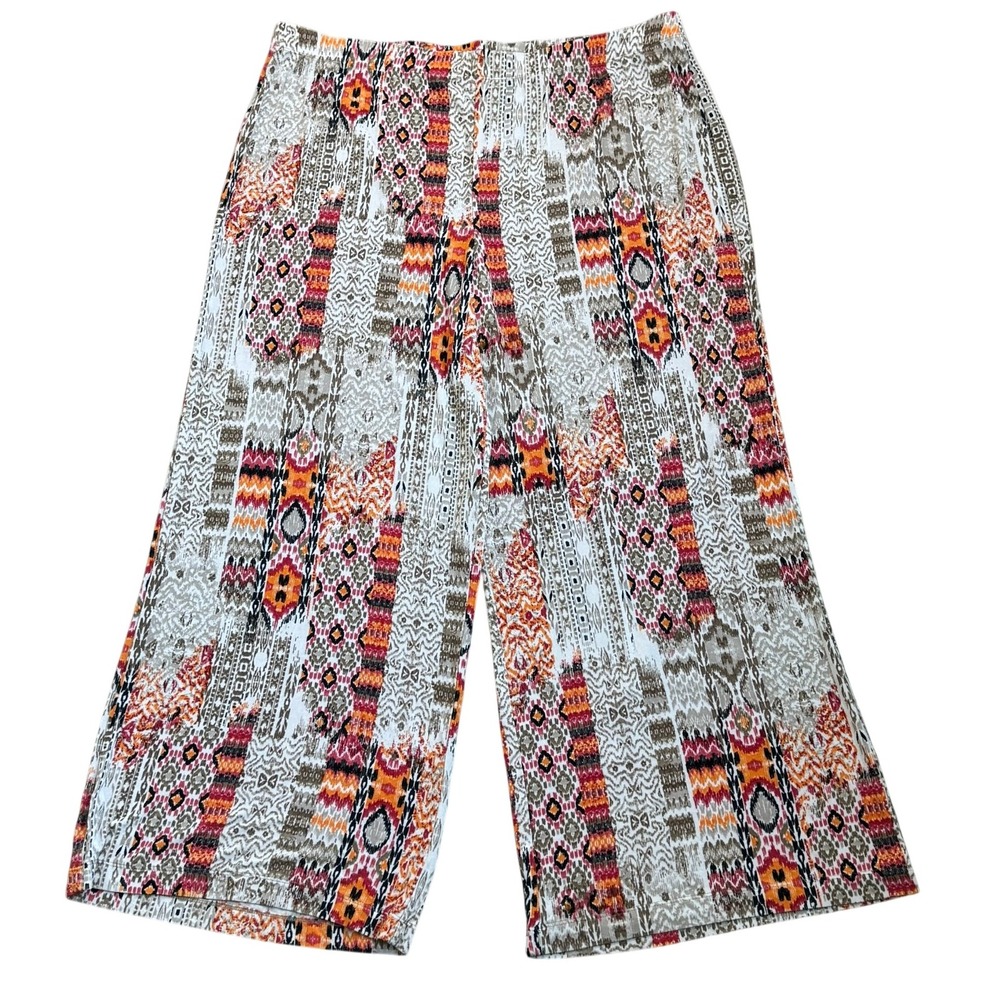 CHICO's Travelers Large 3 Short Wide Leg Palazzo‎ Pants Tribal Print Aztec Boho